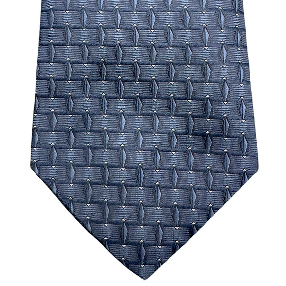 Villa Bugatti 100% Silk Tie Made in Italy Blue Basket Weave Pattern 58" 3.75" - Picture 5 of 10